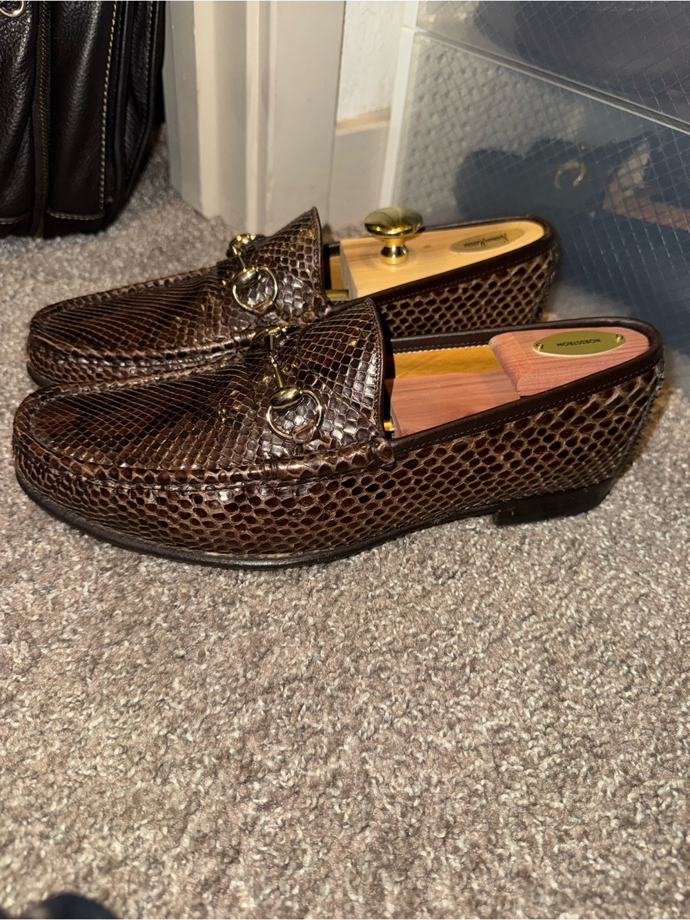 GUCCI 1953 ERA TOM FORD HORSEBIT BROWN PYTHON LEATHER MEN'S LOAFERS Retail $3499